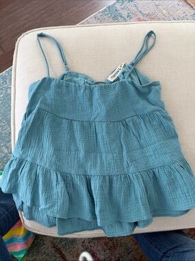 Forever 21 Teal Tiered Ruffle Cami Top